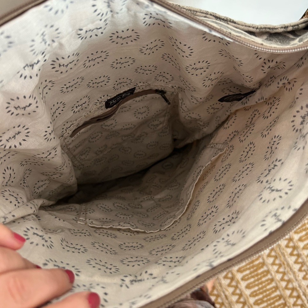 Myra Patterned Large Canvas Backpack With Leather… - image 4